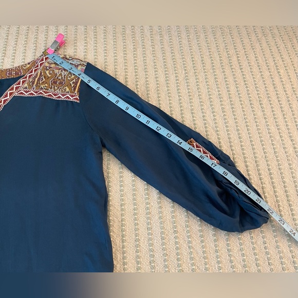 Gimmicks - Teal Boho Top - Shirt - Blouse - Size: Small - Picture 4 of 6